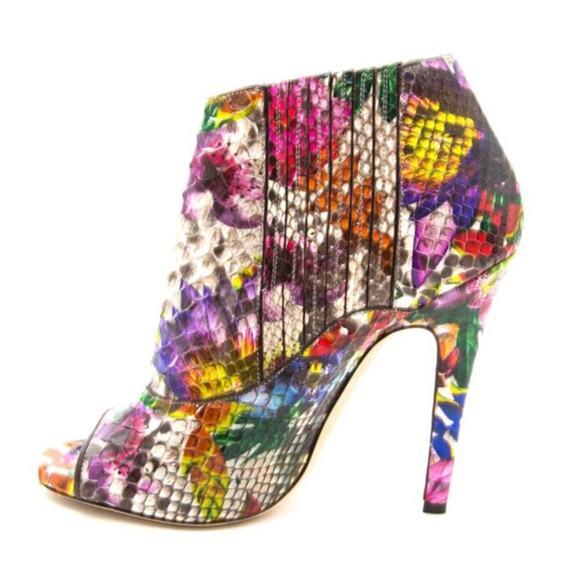 Jimmy Choo Floral Print Python Ankle Booties - Picture 1 of 10